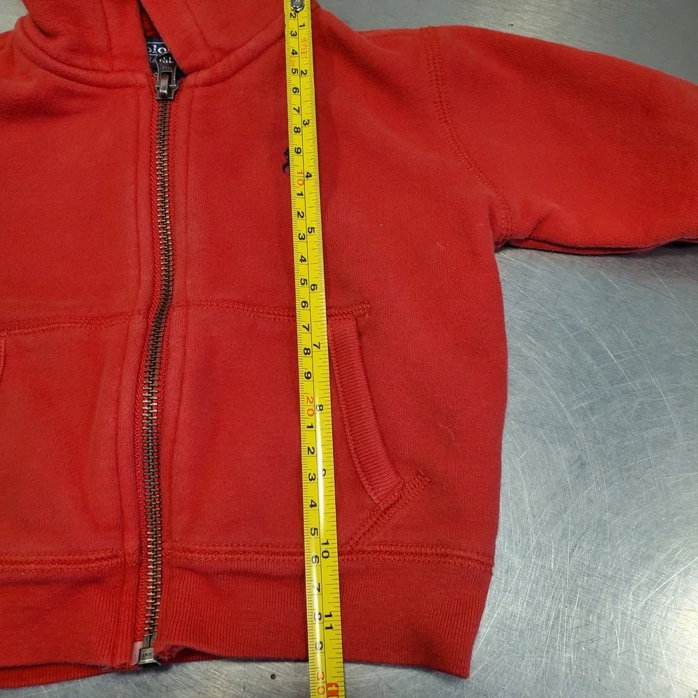 Polo Ralph Lauren Baby Boy Red Full Zip Fleece Hoodie Sweatshirt 9M Navy Pony